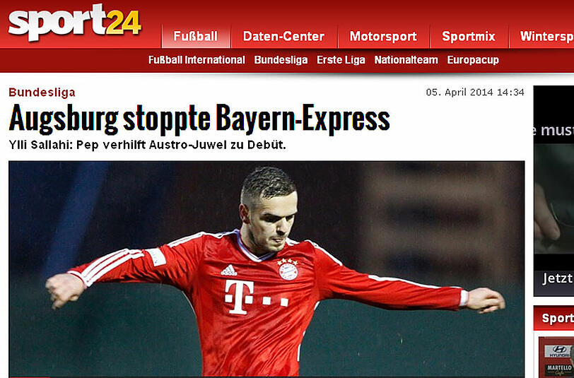 oe24.at schreibt: Augsburg stoppte Bayern-Express