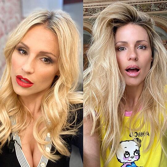 Vorher-Nachher-Vergleich: Michelle Hunziker zeigt ihren Fans, wie viel Arbeit in ihrem top gestylten Look steckt.