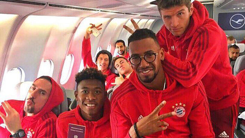 Zum Abflug bereit: Die Bayern-Stars Franck Ribéry, David Alaba, Jerome Boateng und Thomas Müller (von links). Zum Abflug bereit: Die Bayern-Stars Franck Ribéry, David Alaba, Jerome Boateng und Thomas Müller (von links).