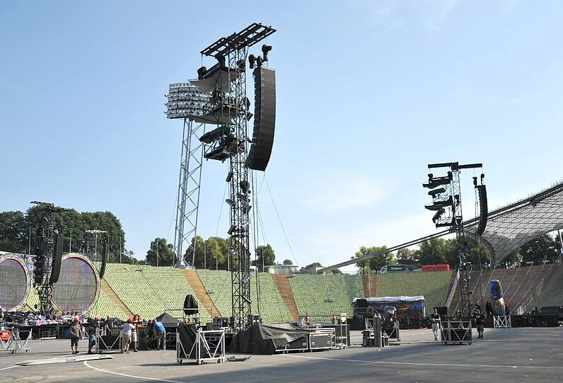 Coldplay spielen am Mittwoch im Olympiastadion. Die Vorbereitung für diesen außergewöhnlichen Abend sind im vollen Gange. Die Bilder vom Aufbau