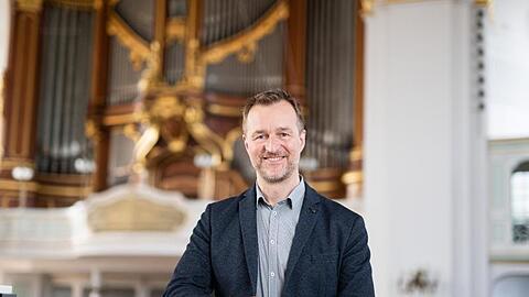 Jörg Endebrock, Kantor und Organist an der Hauptkirche St. Michaelis, im Hamburger Michel.