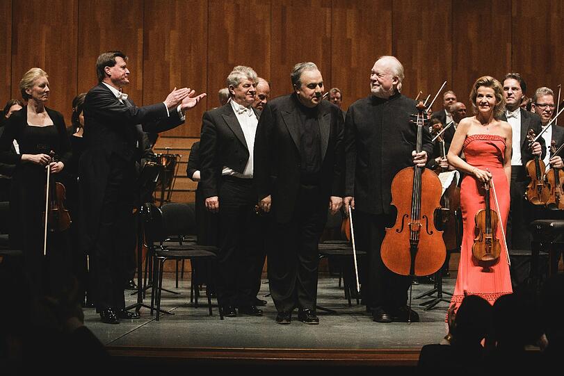 Christian Thielemann, Anne-Sophie Mutter, Lynn Harrell und Yefim Bronfman nach Beethovens Tripelkonzert.