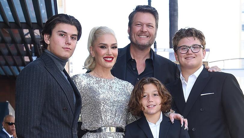 Gwen Stefani mit ihren Söhnen und Ehemann Blake Shelton. Gwen Stefani mit ihren Söhnen und Ehemann Blake Shelton.