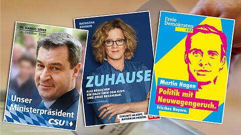 Eine Körpersprache-Expertin bewertet die Plakte der Parteien für die bayerische Landtagswahl.