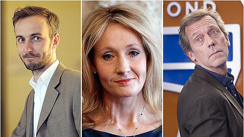 Viele britische Stars sind erschüttert, darunter Joanne K. Rowling (Mitte) und Hugh Laurie (r.). Auch der deutsche Satiriker Jan Böhmermann (l.) is not amused.