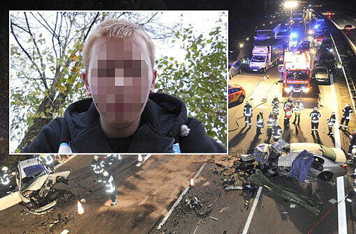 Todes-Unfall auf der A99: Als Geisterfahrer rast der 22-jährige Stephan S. (kleines Bild, Name geändert) in insgesamt vier Autos. Er selbst und ein 32-jähriger München kommen bei dem Crash ums Leben.