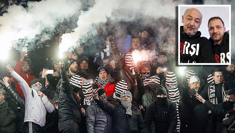 Leidenschaftlich, gefürchtet – und beim Spiel in München außen vor: Die Fans von Besiktas Istanbul. Kleines Bild: Temel (l.) und Güvenc, Besiktas-Fans aus München. Leidenschaftlich, gefürchtet – und beim Spiel in München außen vor: Die Fans von Besiktas Istanbul. Kleines Bild: Temel (l.) und Güvenc, Besiktas-Fans aus München.