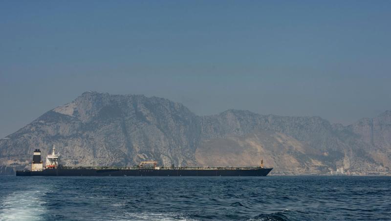 Der Supertanker "Grace 1" fährt in den Gewässern von Gibraltar. Der Supertanker "Grace 1" fährt in den Gewässern von Gibraltar.