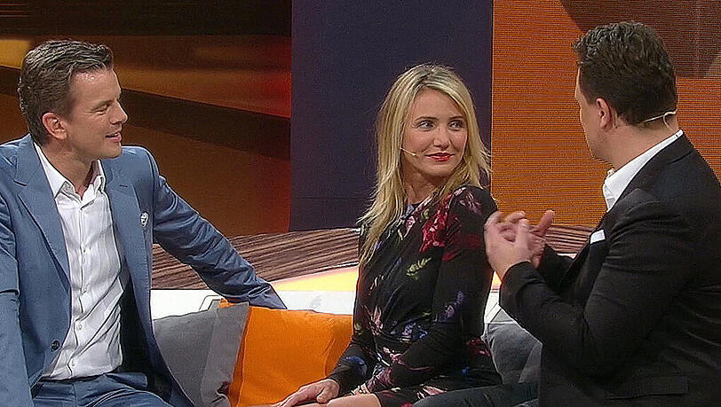Markus Lanz, Cameron Diaz und Guido Maria Kretschmer auf der Wetten, dass...?-Couch. Markus Lanz, Cameron Diaz und Guido Maria Kretschmer auf der Wetten, dass...?-Couch.