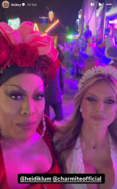 Farbenfroh und fröhlich: Dragqueen Catherrine Leclery und Heidi Klum auf dem Weg in die Bräurosl. Farbenfroh und fröhlich: Dragqueen Catherrine Leclery und Heidi Klum auf dem Weg in die Bräurosl.