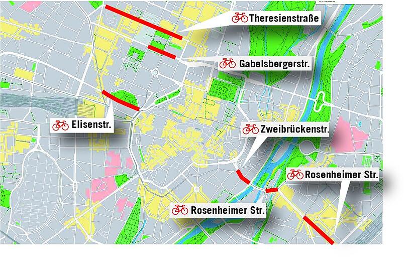 An diesen Abschnitten gibt es die Pop-up-Radwege.