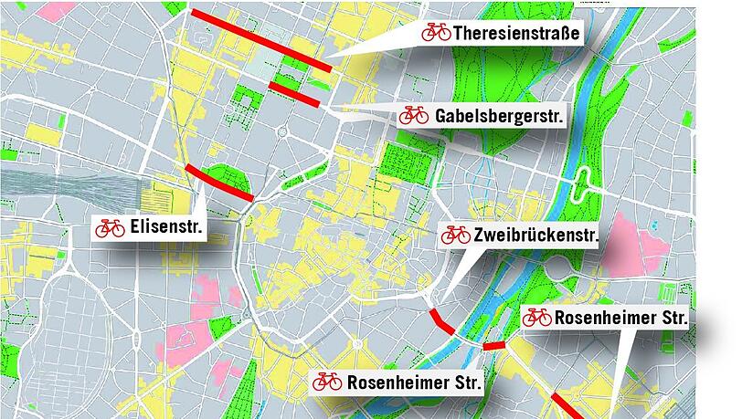 An diesen Abschnitten gibt es die Pop-up-Radwege.