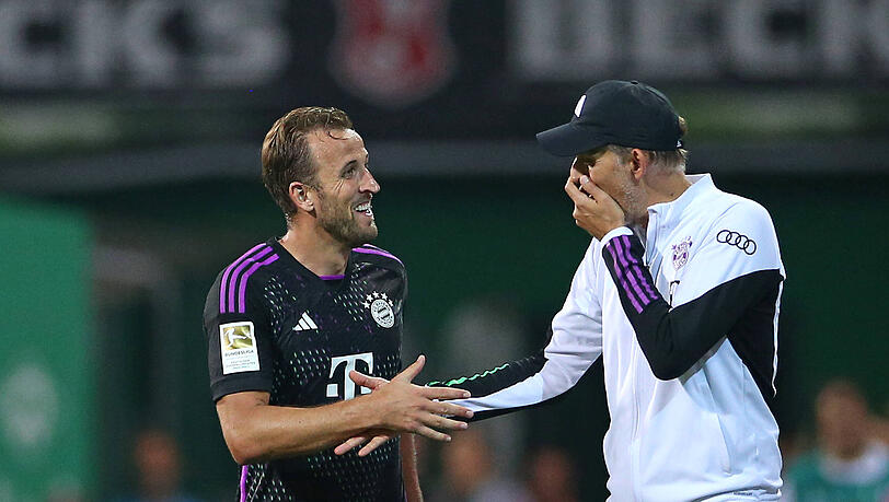 Harry Kane und Thomas Tuchel beim FC Bayern. Hat ein ausbleibender Elfmeterpfiff für dieses Bild gesorgt?
