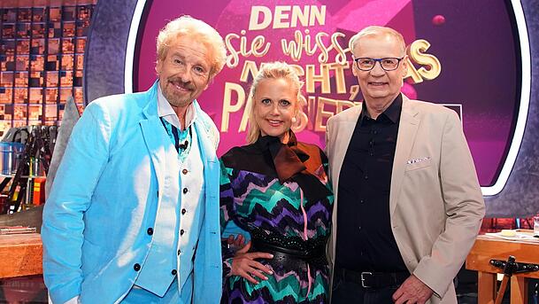 Seit 2018 die Gastgeber von "Denn sie wissen nicht, was passiert": Thomas Gottschalk, Barbara Schöneberger und Günther Jauch