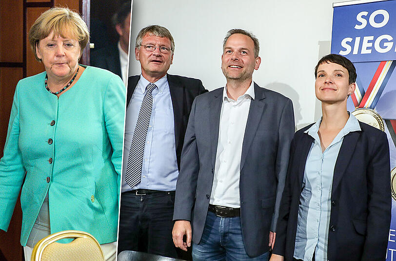 Bundeskanzlerin Angela Merkel (CDU, l.) räumt nach der Wahl-Schlappe in Mecklenburg-Vorpommern Mitschuld ein.