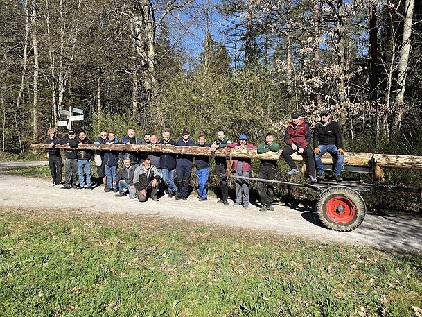 Der neue Maibaum für Pasing noch ganz nackert, als er aus dem Wald geholt wird. Inzwischen ist er natürlich bemalt. Der neue Maibaum für Pasing noch ganz nackert, als er aus dem Wald geholt wird. Inzwischen ist er natürlich bemalt.