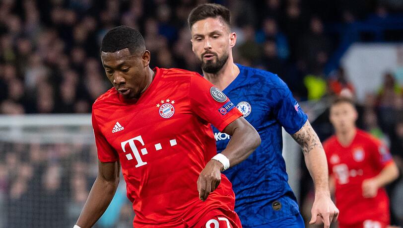 David Alaba (links) im Zweikampf mit Chelseas Olivier Giroud. David Alaba (links) im Zweikampf mit Chelseas Olivier Giroud.