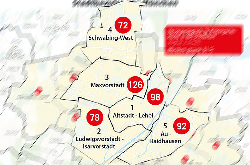 Die einzelnen Stadtviertel und der Versorgungsgrad an Kita-Plätzen.