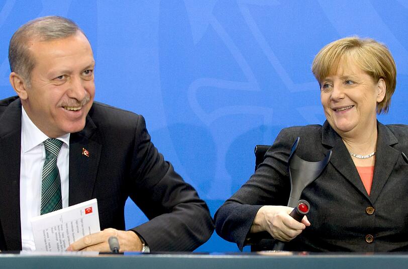 Recep Tayyip Erdogan und Angela Merkel bei einer Pressekonferenz im Febraur 2014 in Berlin.