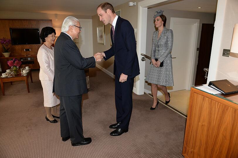Zusammen mit Prinz William empfing die schwangere Herzogin Kate den Staatspräsidenten von Singapur, Tony Tan Keng Yam, und seine Frau in London.