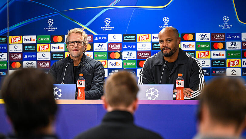 Hat bereits mit Michael Olise über den Platzverweis gesprochen: Trainer Vincent Kompany. Hat bereits mit Michael Olise über den Platzverweis gesprochen: Trainer Vincent Kompany.