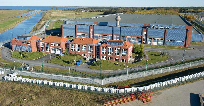 Blick auf den Eingang zum Zwischenlager Lubmin Nord in der Lubminer Heide bei Greifswald.