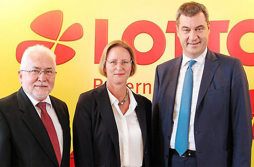 Bayerns &bdquo;Lady Lotto&ldquo; Friederike Sturm, Vorgänger Erwin Horak (l.) und Finanzminister Markus Söder.