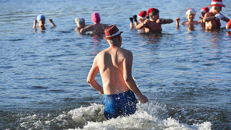 Nicht nur an Weihnachten und Neujahr baden die Berliner Seehunde bei eiskalten Temperaturen im Berliner Orankesee.