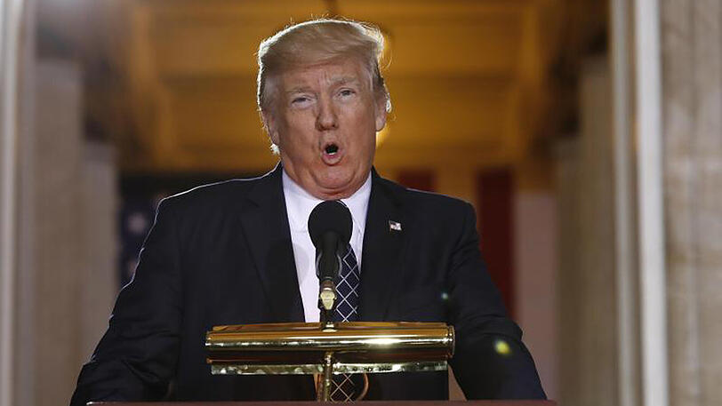Der Präsident der Vereinigten Staaten von Amerika, Donald Trump, spricht in Washington am Capitol Hill, um der Opfer des Holocaust zu gedenken.