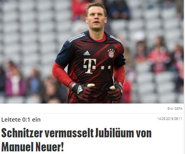 Die österreichischen "Krone"-Kollegen beziehen sich auf Manuel Neuers Jubiläum. Der Bayern-Keeper absolvierte gegen Liverpool sein 100. Spiel in der Champions League.