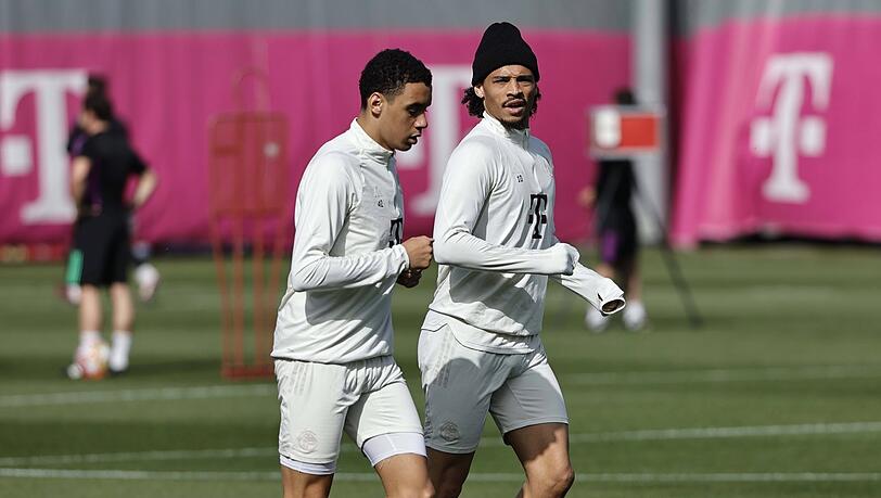 Bereit fürs Rückspiel in Madrid: Jamal Musiala (l.) und Leroy Sané.