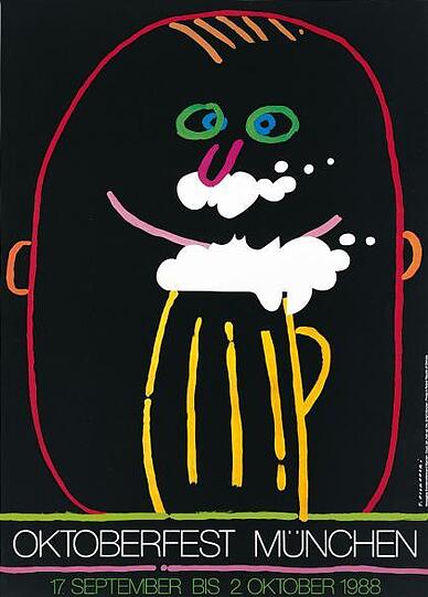 &bdquo;Ein tiefschwarzes Motiv? Vielen war es zu finster: Wiesn-Plakat 1988.
