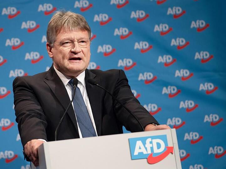 Jörg Meuthen, AfD-Vorsitzender und Spitzenkandidat seiner Partei für die Europawahl 2019, spricht in der Sachsen-Arena.