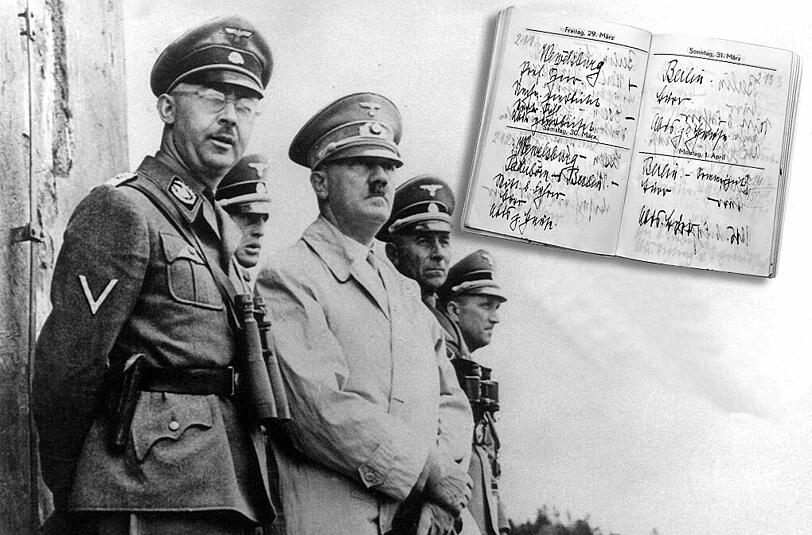 "Wewelsburg Prof. Speer" steht in Himmlers (l) Kalender am 29. März 1940. Am nächsten Tag "Mitt. b. Führer" &ndash; die Tage 211 und 212 des Weltkrieges.