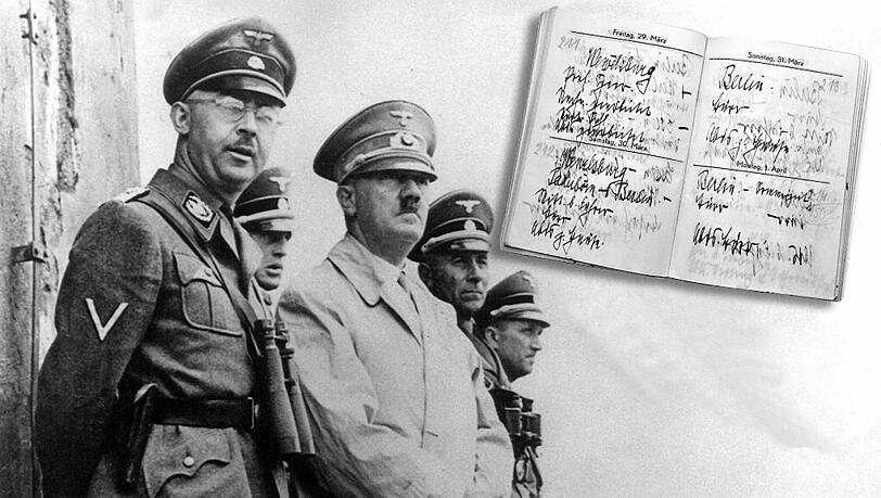 "Wewelsburg Prof. Speer" steht in Himmlers (l) Kalender am 29. März 1940. Am nächsten Tag "Mitt. b. Führer" – die Tage 211 und 212 des Weltkrieges. "Wewelsburg Prof. Speer" steht in Himmlers (l) Kalender am 29. März 1940. Am nächsten Tag "Mitt. b. Führer" – die Tage 211 und 212 des Weltkrieges.