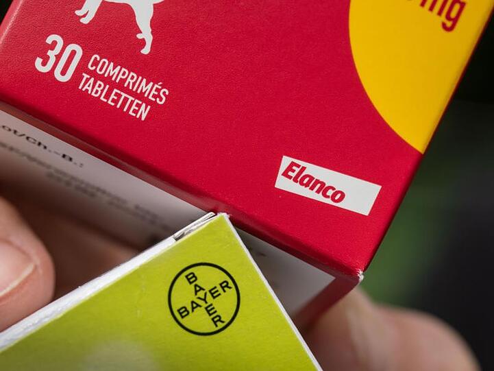 Medikamente für Hunde von Elanco und Bayer. Die US-Amerikaner übernehmen die Tierarzneimittel-Sparte des Leverkusener Konzerns.