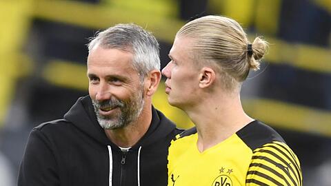 Dortmunds Trainer Marco Rose bangt um den Einsatz von Stürmer Erling Haaland.