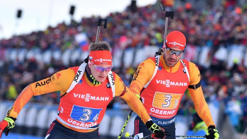Benedikt Doll (l) und Arnd Peiffer wollen beim Massenstart in Oberhof aufs Podest. Benedikt Doll (l) und Arnd Peiffer wollen beim Massenstart in Oberhof aufs Podest.