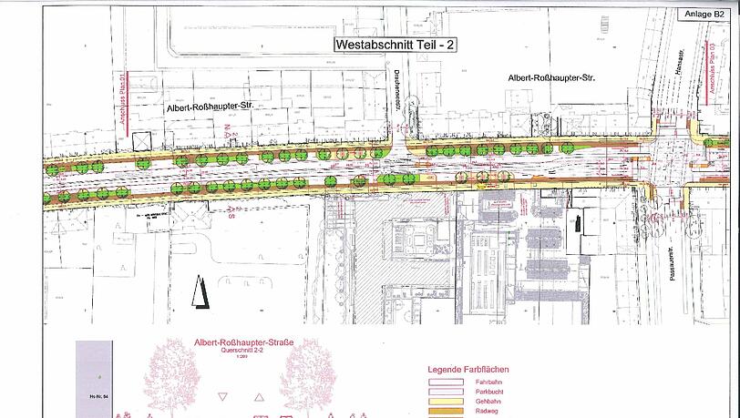 So sieht der Plan zum Neubau der Albert-Roßhaupter-Straße aus. Hier der Abschnitt zwischen der Kriegersiedlung und der Hansastraße und Passauer Straße. So sieht der Plan zum Neubau der Albert-Roßhaupter-Straße aus. Hier der Abschnitt zwischen der Kriegersiedlung und der Hansastraße und Passauer Straße.