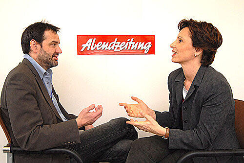 Sepp Daxenberger und die CSU-Generalin Christine Haderthauer beim Meinungsaustausch in der AZ-Redaktion.