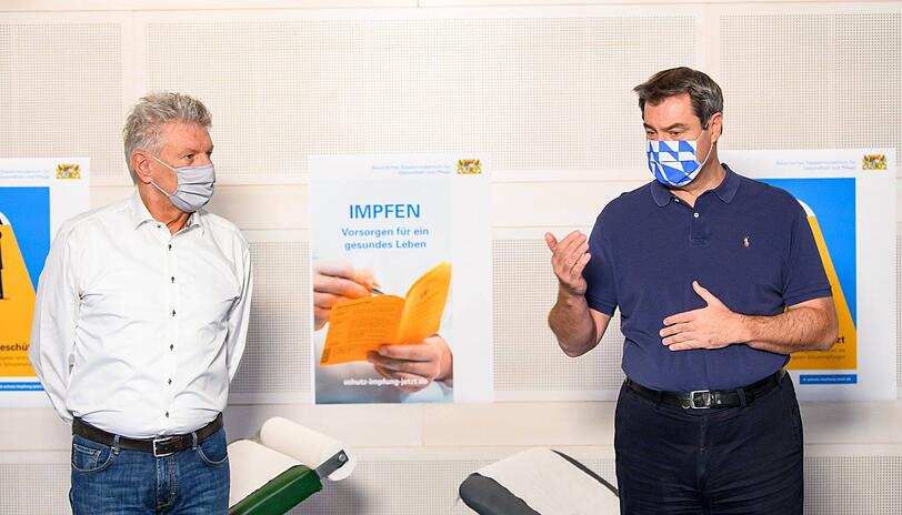 Mit Ministerpr&auml;sident Markus S&ouml;der zur Corona-Zeit.