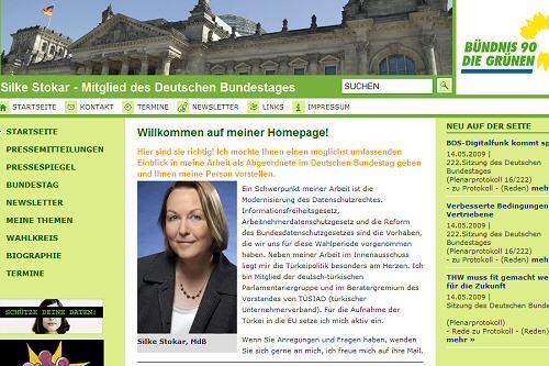 Homepage von Silke Stokar, Abgeordnete der Grünen