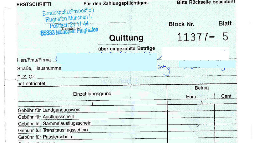 Erst Strafe zahlen, dann Quittung fälschen: Das wurde einem Portugiesen am Münchner Flughafen zum Verhängnis.