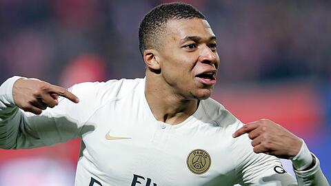 Kylian Mbappe von Paris jubelt über ein Tor.  Gegen den FC Bayern an diesem Mittwoch wird der Franzose wieder im Fokus stehen.