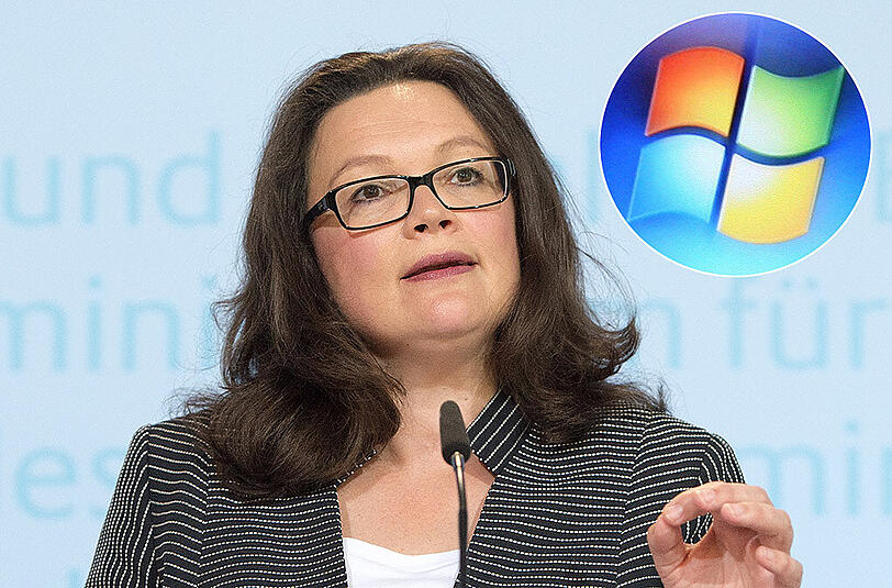 Bundesarbeitsministerin Andrea Nahles besucht die Deutschland-Zentrale von Microsoft.
