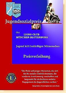 Der Lions Club München-Blutenburg vergibt seinen Jugendsozialpreis.