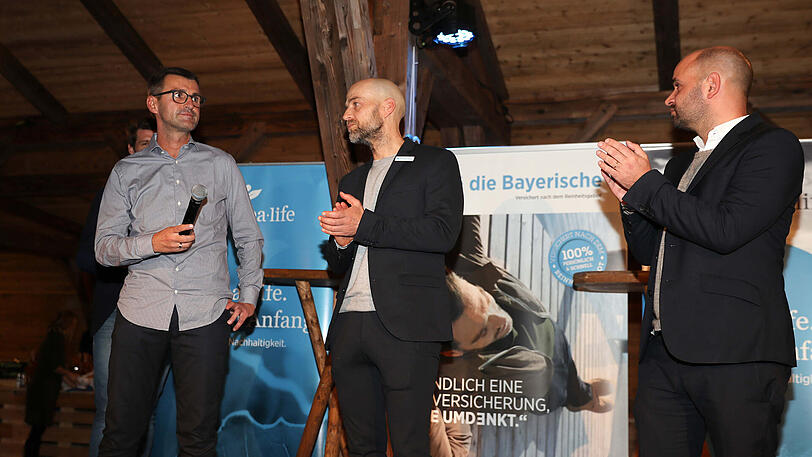 Auch der neue Löwen-Trainer Michael Köllner (li.), Günther Gorenzel (mi.) sowie Michael Scharold (re.) wohnten der Veranstaltung bei.