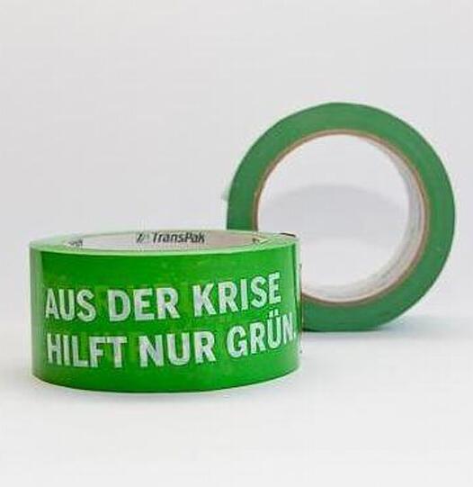 Hier kommt nur durch, wer grün ist: ein Absperrband der Partei.