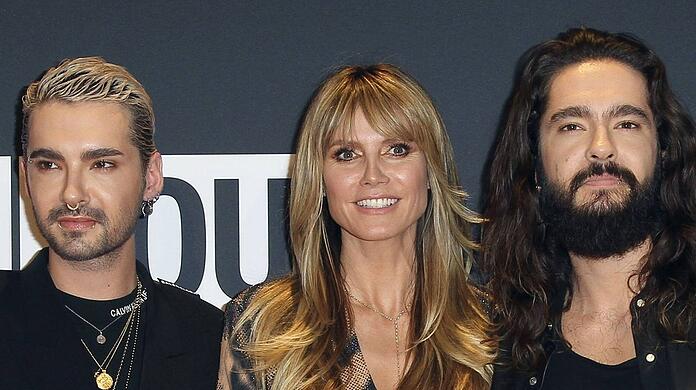 Bill Kaulitz, Heidi Klum und Ehemann Tom Kaulitz (r.) trauern um Hund Capper.