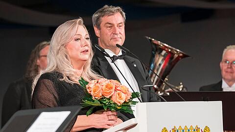 Katharina Wagner spricht auf dem Staatsempfang.